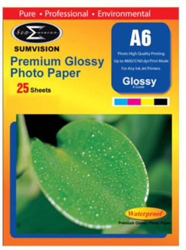 Sumvision Glossy A6 Inkjet Photo Paper 135gsm - 25 Sheets