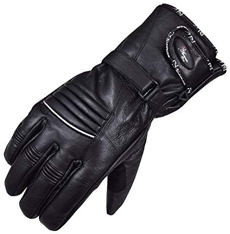 Leder Reflektierende Thermo Motorrad Handschuhe Wasserdicht Motorrad Handschuhe - Schwarz, M