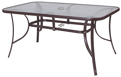 LOLAhome Mesa de jardín Neila de Cristal y Acero | De 150x90x75 cm | Resistentes: Cristal Templado, Acero anticorrosión | para 6 Personas | para Exterior | Classic