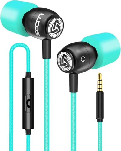 Ludos Clamor Auriculares In Ear con Cable y Microfono, 5 Años de Garantía, Cascos Espuma de Memoria, Cable Reforzado, Graves, Earphones para para iPhone, iPad, Samsung, Mi, Xiaomi, Huawei, Gaming