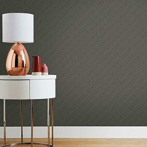 RoomMates Black Greek Key Self Adhesive Wallpaper