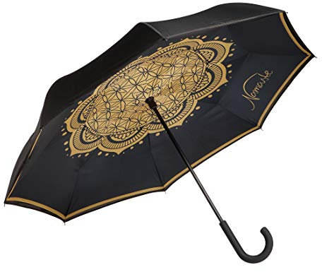 Goebel Regenschirm Lotus Blume des Lebens 23500051 Stockschirm schwarz mit Upside/Down Öffnung