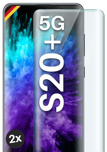 moex CurveProtect für Samsung Galaxy S20 Plus / 5G Panzer Schutzglas, Full Screen Schutzfolie randlos, ganzer Bildschirm komplett abgedeckt, Panzerfolie Curved 3D Glas Folie, Klar 2 Stück