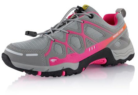 Fusskleidung® Damen Herren Wanderschuhe atmungsaktive Trekkingschuhe Grau Pink EU 38