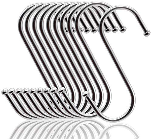 20 Stück S-Haken aus Metall, Haken, Schwermetall-S-Haken, geeignet für Küche, Bad, Schlafzimmer und Büro (M, silber)