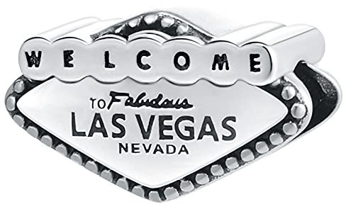 Willkommen zu Fabulous Las Vegas Nevada Charms, 925 Sterling Silber Ich liebe zu reisen Bead, passt Pandora Urlaub Armband Halskette, Geschenk für Liebhaber/Freund/Freun/Geburtstag