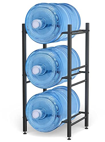 5 Gallon Water Bottle Holder, Water Jug Rack Stand Water Bottle Organizer Storage for 5 Gallon Water Jug, Water Cooler Jug Rack for Home Kitchen Office Pantry (3-Tier)