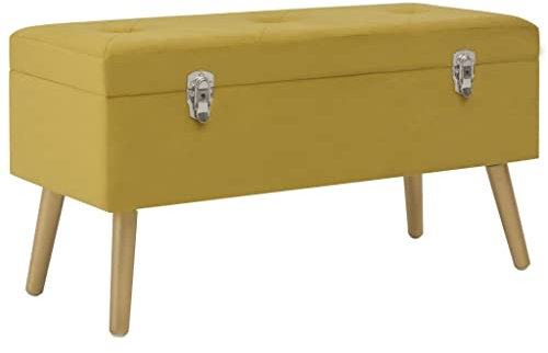 vidaXL Bank mit Stauraum Flurbank Sitzbank Polsterbank Bettbank Betthocker Garderobenbank Flur Wohnzimmer Schlafzimmer 80cm Senfgelb Samt