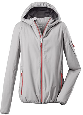 killtec Damen Softshell Jacke mit Kapuze, packbar Trin WMN SOFTSHELL JCKT, hellgrau, 36, 36865-000