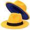 FADACHY Trendige Fedora-Hüte für Damen und Herren, breite Krempe, Filzhut, Kleid, Panama-Hut, zweifarbig, Fedora, Ein gelb-blau, Large
