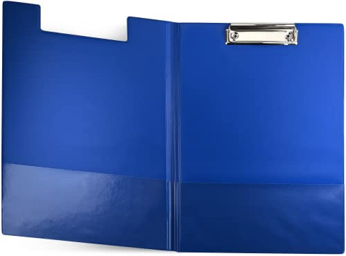 Netuno 1 Stück Klemmbrettmappe A4 Blau mit Deckel und Metallclip Schreibplatte aus Hartkunststoff Dokumentenhalter Schreibunterlage Clipboard Mappe mit Bügelklemme