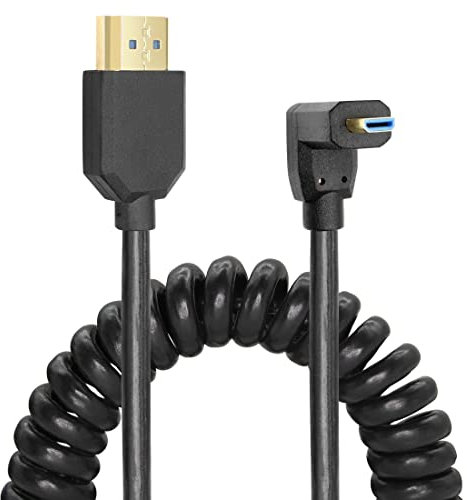 YACSEJAO Micro HDMI to HDMI Cable Coiled 8K HDMI 2.1 Telescopic Cable High Speed Cable Support 120Hz 48Gbps Dynamic HDR for Digital Cameras (Down)