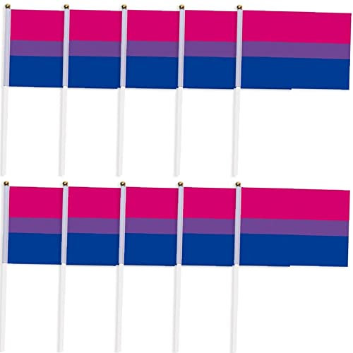 Luxylei Bisexual Pride Rainbow Flags 10pcs Small Mini Hand Hand Bisexual Bi Stick Flag Gay LGBT Festival Party Parades Décorations