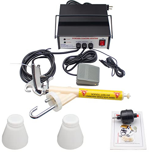 LeTkingok Sistema Portátil de Recubrimiento en Polvo, Capa de Pistola de Pintura, Máquina de Pulverización Electrostática, 5 Etapas Ajustables