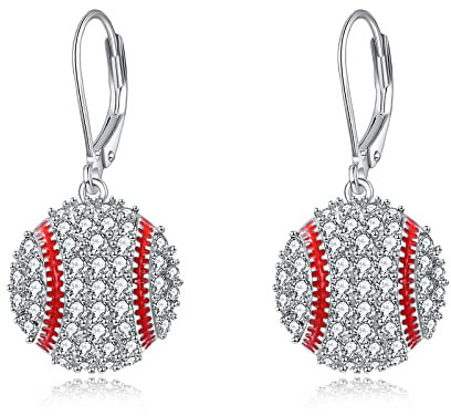 YAFEINI Baseball-Ohrringe, Sterling Silber, Basketball-Leverback-Ohrringe, Baseball-Schmuck, Geschenke für Frauen und Mädchen