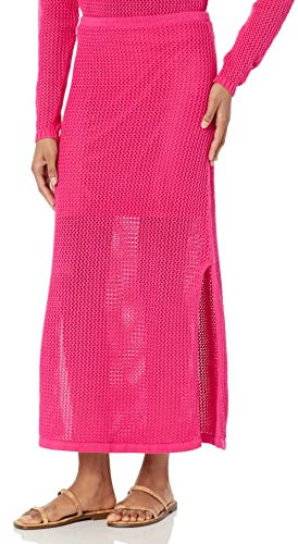 The Drop Gonna da Donna, Halle, Midi, all'Uncinetto, con Spacco Laterale, Rosa Acceso, M