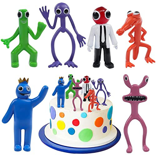 YISKY Rainbow Friends Tortenfigur, 6 Stück Regenbogen Freunde Figuren, Rainbow Friends PVC Figuren Modell, Rainbow Friends Desktop Ornamente, Rainbow Friends Cake Topper, Geburtstags Party Supplies
