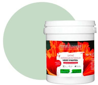 BOX DECO COULEURS Peinture naturelle écologique intérieur extérieur aspect satin Natura - 1L, Vert Pastel
