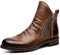 Stivali Medi da Uomo Stivaletti con Cerniera Laterale Scarpe Eleganti Formali con Tacco in Pelle Scarpe Classiche,Marrone,44 EU