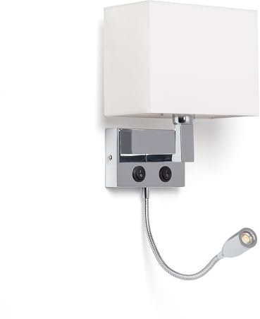 LEDKIA LIGHTING Metall-Wandleuchte mit LED-Leselampe Waldorf Silber