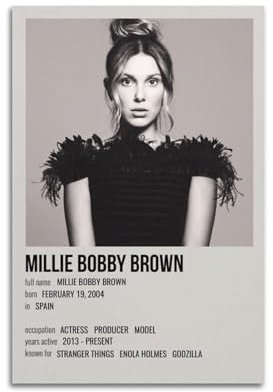 TeDe Millie Bobby Brown Vintage dekoratives Poster dekoratives Gemälde Druck Leinwand Wandkunst Wohnzimmer Schlafzimmer Poster Gemälde 20 x 30 cm ungerahmt