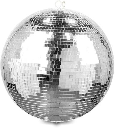 Fuzzix MB40 - Discokugel 40 cm, Diskokugel, Disco Kugel mit stabiler Metallöse, Disco Ball, Party Gadgets, Spiegelkugel, Partylichteffekt für Clubs, Bars und Discotheken