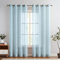 TOPICK Blau Stores Gardinen mit Ösen Extra Lange Küche Wohnzimmer Schlafzimmer Junge Kinderzimmer Vorhänge Transparent Durchsichtig Voile Landhausstil Modern 2er Set 145H x 140B (cm)
