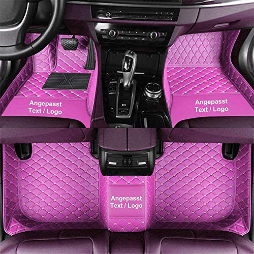 Anpassen Fußmatten für Volkswagen Golf Polo Touran Touareg Sharan Scirocco Phaeton Caddy Arteon,PU-Leder Allwetter rutschfeste wasserdichte Auto Fussmatten Set (Lila)