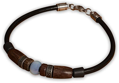 HANA LIMA Lederarmband Herrenarmband Damenarmband Surferarmband Mondstein Armband für Herren Damen Mann Frau Unisex Skane
