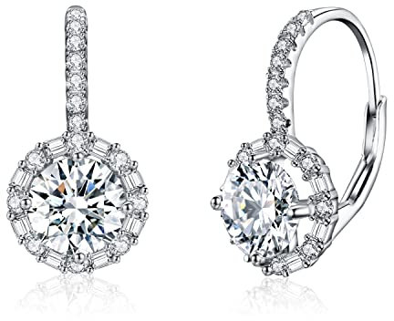 Generic Schmuck,Weißgold plattierte Moissanite-Ohrringe Hoop Clip Simulierte Diamant-Ohrringe ohne Piercing