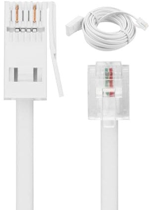 Aeipou 3M BT to RJ11 Telephone Cable, High-Speed 6P2C ADSL Modem Male Plug Extension Cord 2 Pin Phone Broadband Wire for Router, Modem, Fax Durable & Flexible White Cable for Home & Office