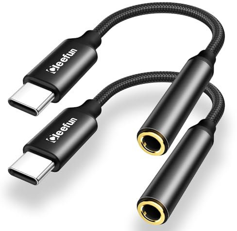 CLEEFUN Adaptateur USB C Jack 3.5mm (2 Pack), avec DAC Chip Compatible avec iPhone15 Plus Pro Max, avec Samsung S24 Plus Ultra S23 S22, Pad Pro/Air, MacBook Pro/Air et Plus
