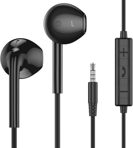 MOSWAG Wired Earbuds with Microphone, 3.5mm Jack in Ear Headphones with Microphone Suitable for Smartphones, Computers, Laptops, IPads, MP3 Players, Etc