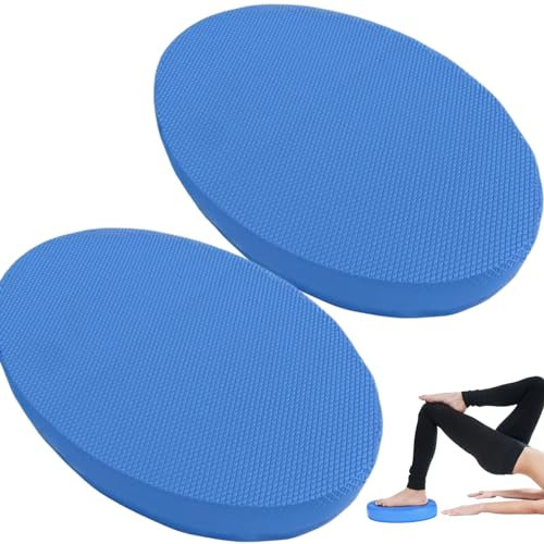 2pcs Schaumbalance-Bad Oval Weiche Anti-Rutsch-Yoga-Pad-Polster-Schutzschutz mit geschlossener Zellstruktur 2 Zoll Dicke Training des Ausgleichsbalkens, unterer Rücken, Knie (blau), Schaumstoffausgle