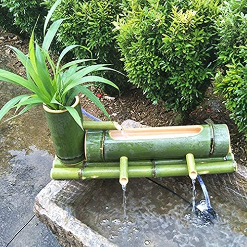 KOHARA Kit de Fontaine en Bambou Fontaine en Bambou Jardin Japonais Asiatique Fait à la Main Fontaine d'eau de Jardin en Bambou Intérieur Extérieur Étang Orient Décor Longueur + 45 cm D