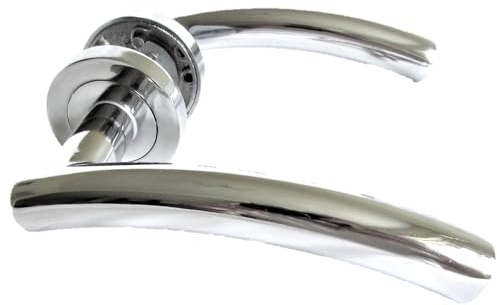 Arched T Bar Internal Latch, Essential Sets for Internal, Featuring Polished Chrome Finish, Door Latch Compatibility for Home & Office (1 Pair of Handles)