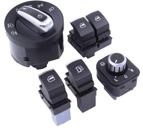 Fensterheber Schalter Lichtschalter Spiegelschalter Tankschalter Scheinwerfer Spiegel Licht Seitenspiegel Steuerknopf für Passat B6 3C CC B7 Golf 5 Golf 6 Golf Plus für Tiguan 5N Caddy 2K Scirocco