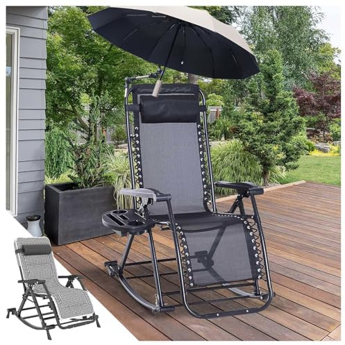 HJXBD888 Mecedora Plegable Tumbona con Sombrilla Tumbona con Cojín De Asiento Extraíble Silla Plegable con Sombrilla Adecuado para Patio Trasero,style4