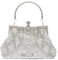 CORIOS Vintage 1920s Clutch Tasche Damen Handgemachte Perle Handtasche Abendtasche Elegante Schultertasche Kette Umhängetasche Klein Tasche Hochzeit Bankett-Party Abschlussball Tasche Silber