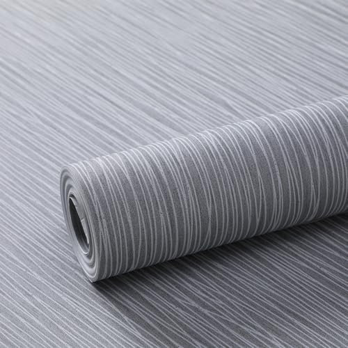 Tarwanear 0.53x9.5m Dark Grey Thick Striped Textured Wallpaper,Plain Non-Woven Wall Paper Roll Minimalist Wallpaper Wall Panel Modern Feature Decoration for Living Room Hallway Stairs Lounge