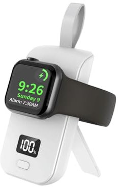 Cargador magnético portátil para Apple Watch, 2500 mAh Power Bank para iWatch, Cargador inalámbrico para Apple Watch Serie 9/8/7/6/5/4/3/2/SE 2/Ultra (Blanco)