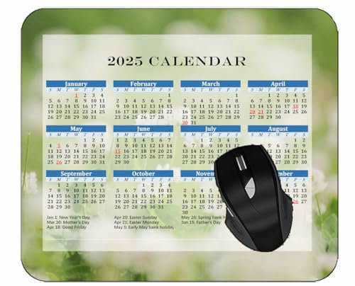 Special Design 2025 Calendar Mouse Pad,Color Light Field Grass Desktop Notebook Mouse Mat for Working and Gaming