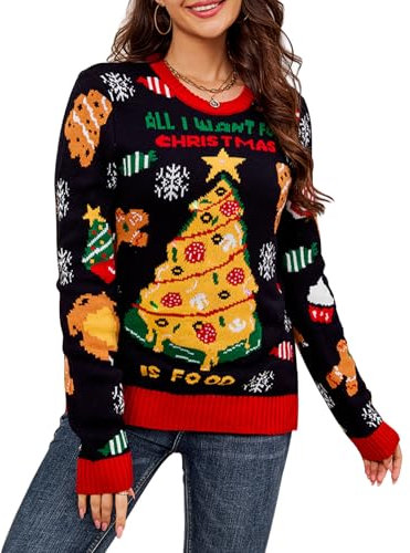 Hässliche Weihnachtspullover Damen Lustig, Ugly Christmas Sweater Damen Weihnachtspulli Damen Weihnachtsbaum Pullover Weihnachten Paare Winter, Herren Damen Weihnachtspullover Für Weihnachtsparty (M)