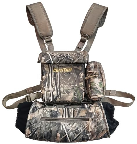 CarriTurf Fernglas-Geschirr mit Entfernungsmesser-Tasche, leicht, leise, Magnetverschluss, Handwärmertaschen, für die Jagd