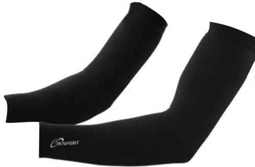 3S SPORTS Cycling Arm/Elbow Warmer Thermal Roubaix Winter Running Cycle Arm Warmers (All Black, L)