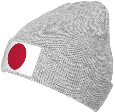 Strickmützen mit japanischer Flagge, Unisex, Vintage-Mütze, Herren, Damen, Mütze, Zubehör, Beanies für Erwachsene, Grau, Einheitsgr��e