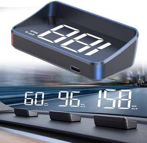 Auto Head Up HD Display, GPS Tachometer KMH Digital HUD Windschutzscheibenprojektor, mit adaptiver Helligkeit, für sicheres Fahren (KM/H)