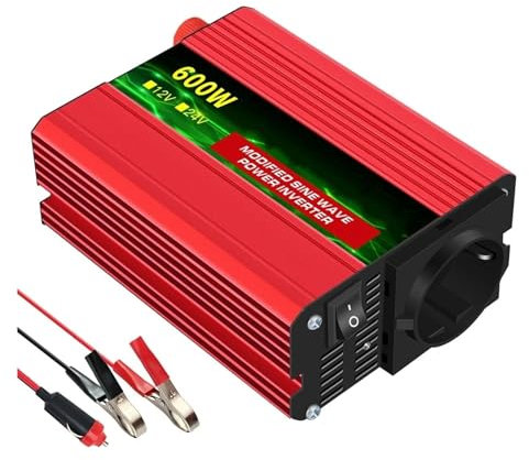 Convertisseur Onduleur 12V 220V Onduleur À Onde Sinusoïdale Modifiée DC 12V À AC 220V 600W-4000W Convertisseur De Batterie Externe Portable Solaire Onduleur De Voiture Onduleur(12V 600W 50HZ EU)