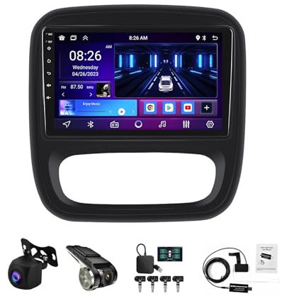 9 Pulgadas HD Pantalla Táctil Android 13 Radio Coche Para Renault Trafic 3/ Opel Vivaro B 2014-2018 Bluetooth 2 DIN Autoradio Con CarPlay AHD Cámara Trasera GPS Navegación Control En El Volante(W300 6