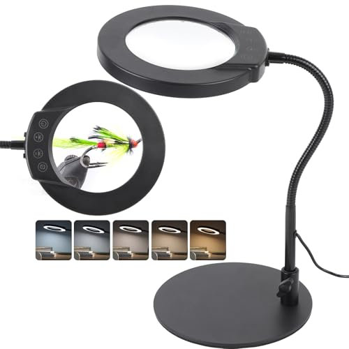 Lampe de Bureau avec Loupe 10X et LED, Lampe Loupe sur Pied 2-en-1 avec Base et Pince, 360° Flexible Loupe de Lecture Grossissante, Portable Lampe Pince Lampe Lecture Loupe Eclairante